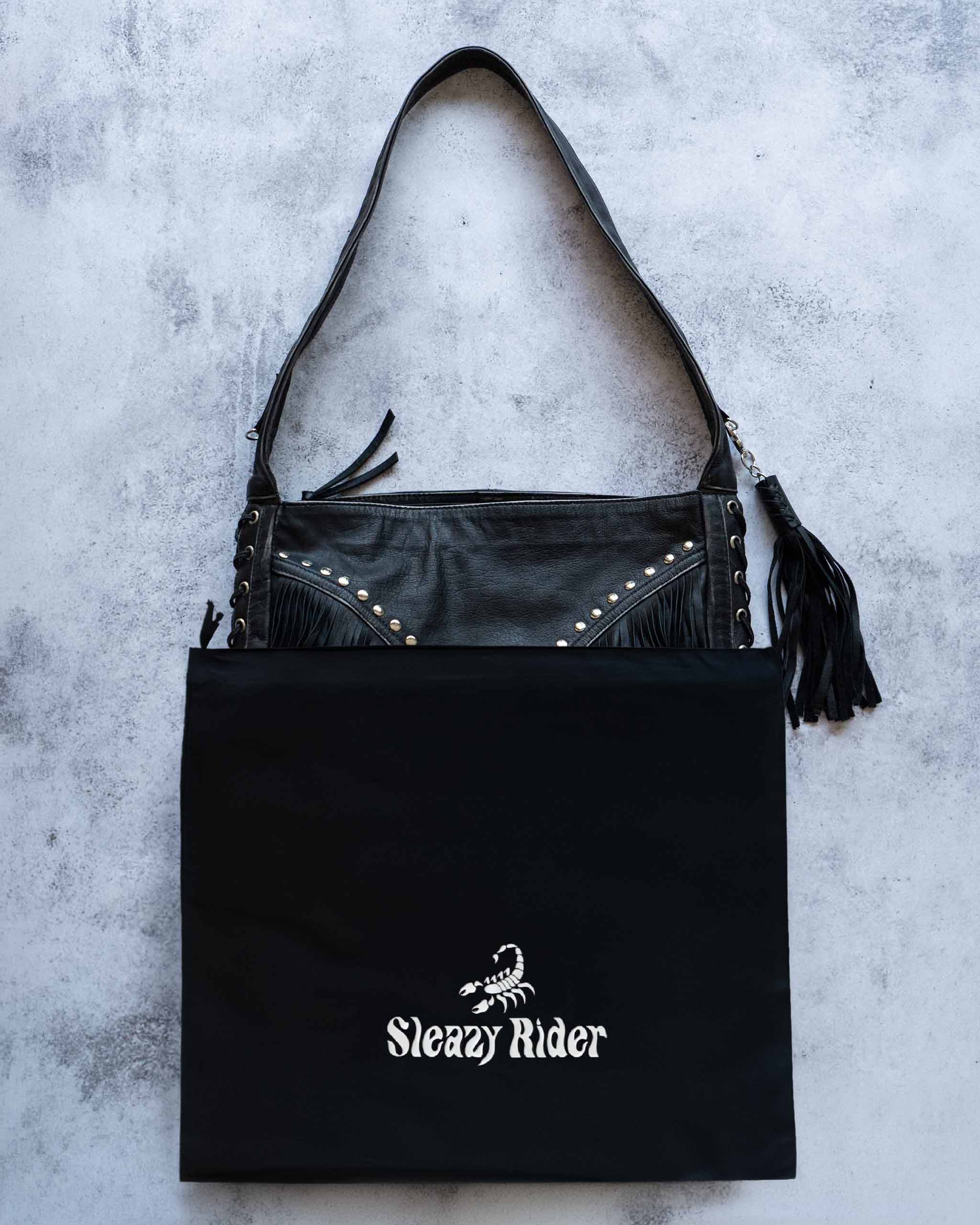 Coyote Studded Leather Bag - Black