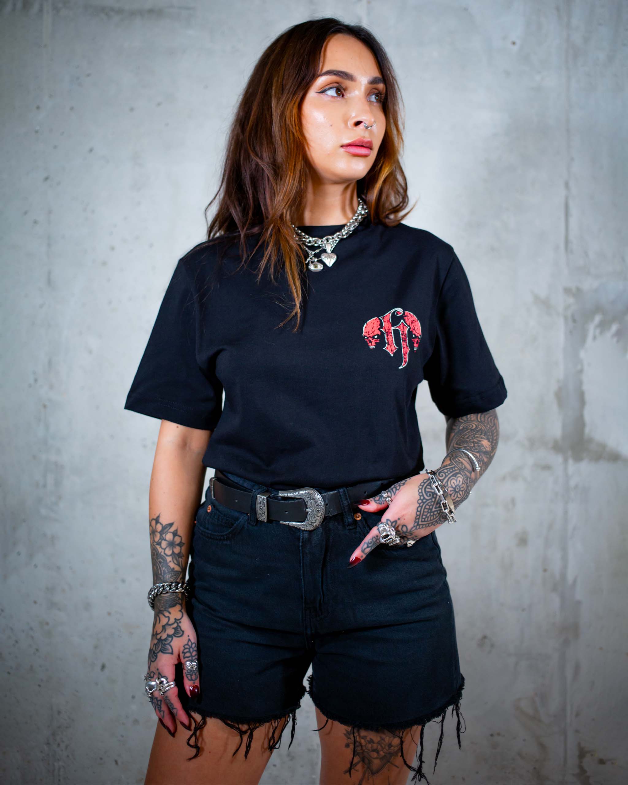 Heavy Music Awards T-Shirt by Sleazy Rider. Worn by an alternative rock and metal model.