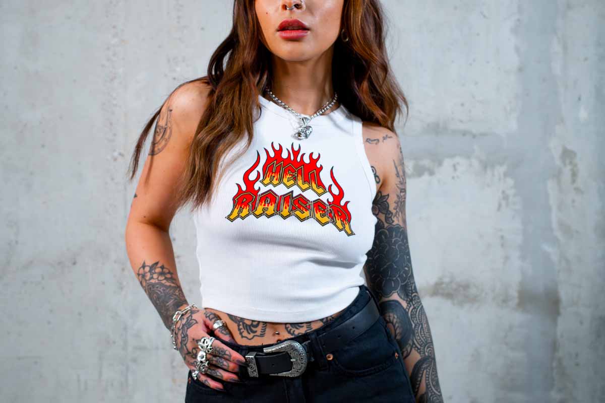 Liv May Parker wearing a Sleazy Rider tank top