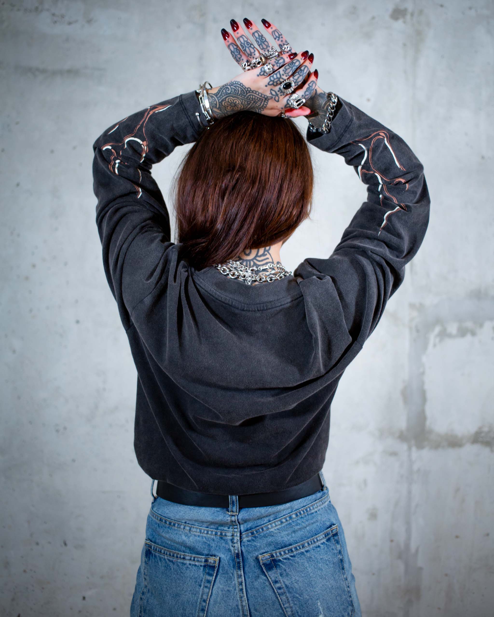 The Live To Ride biker long sleeve t-shirt by Sleazy Rider. Flames on the sleeves.
