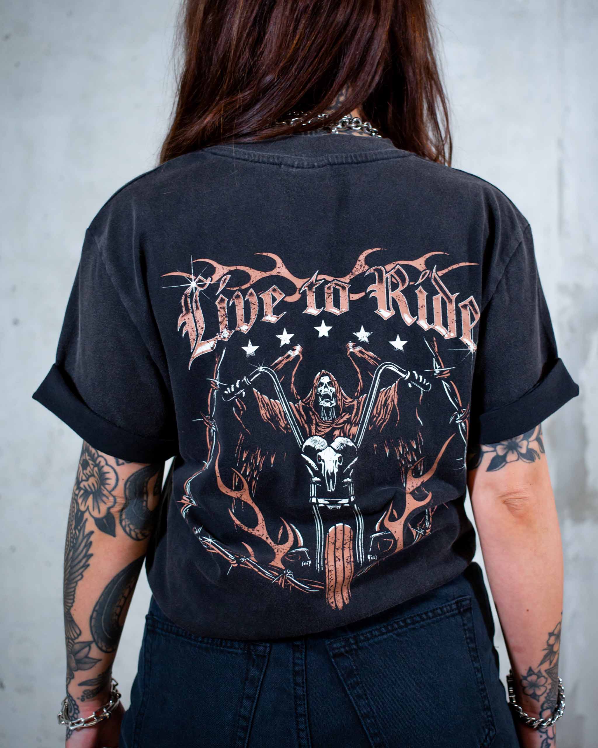 Live to Ride T-Shirt - Acid Wash