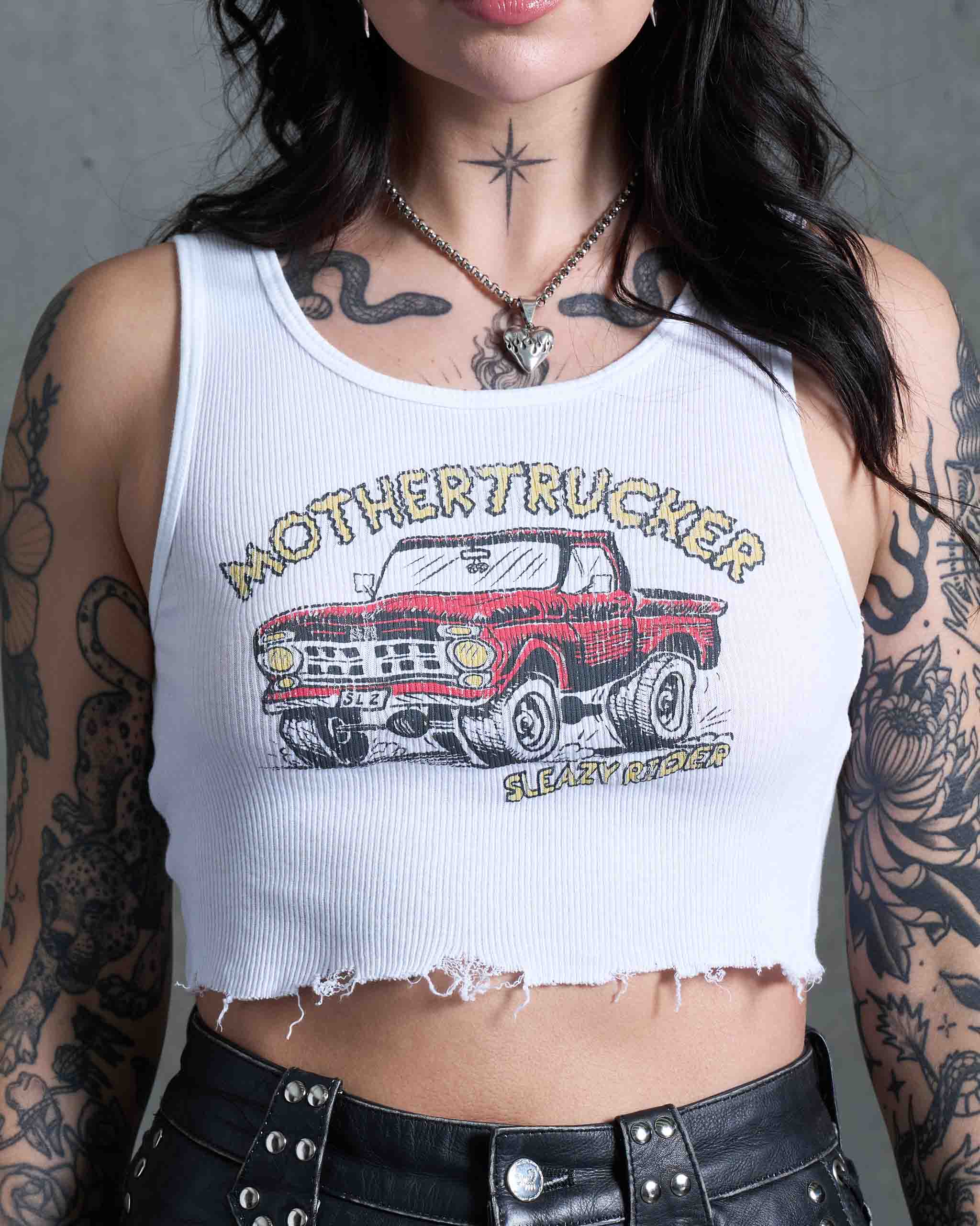 Mothertrucker Tank Top - White
