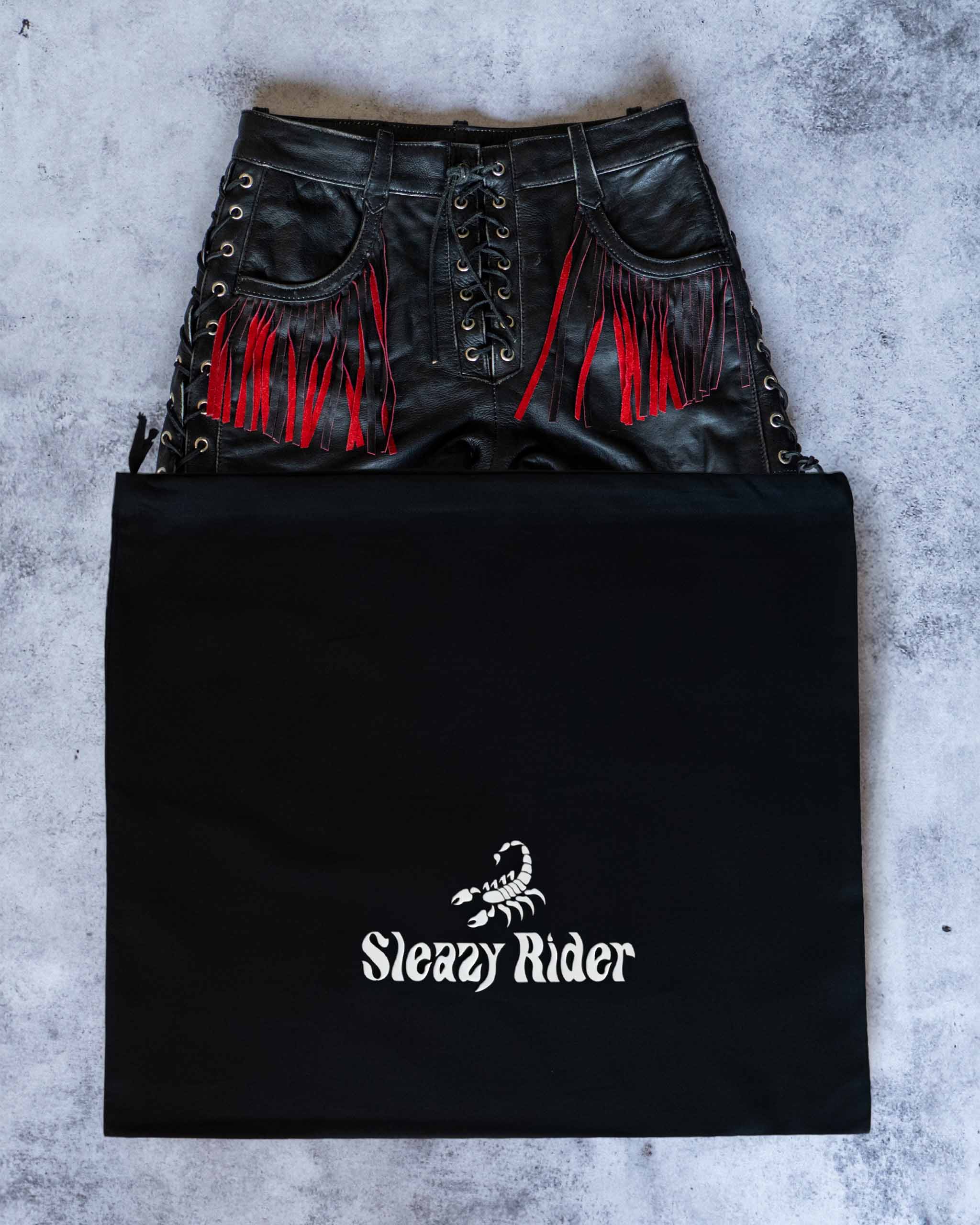 Outlaw Fringe Leather Shorts - Black