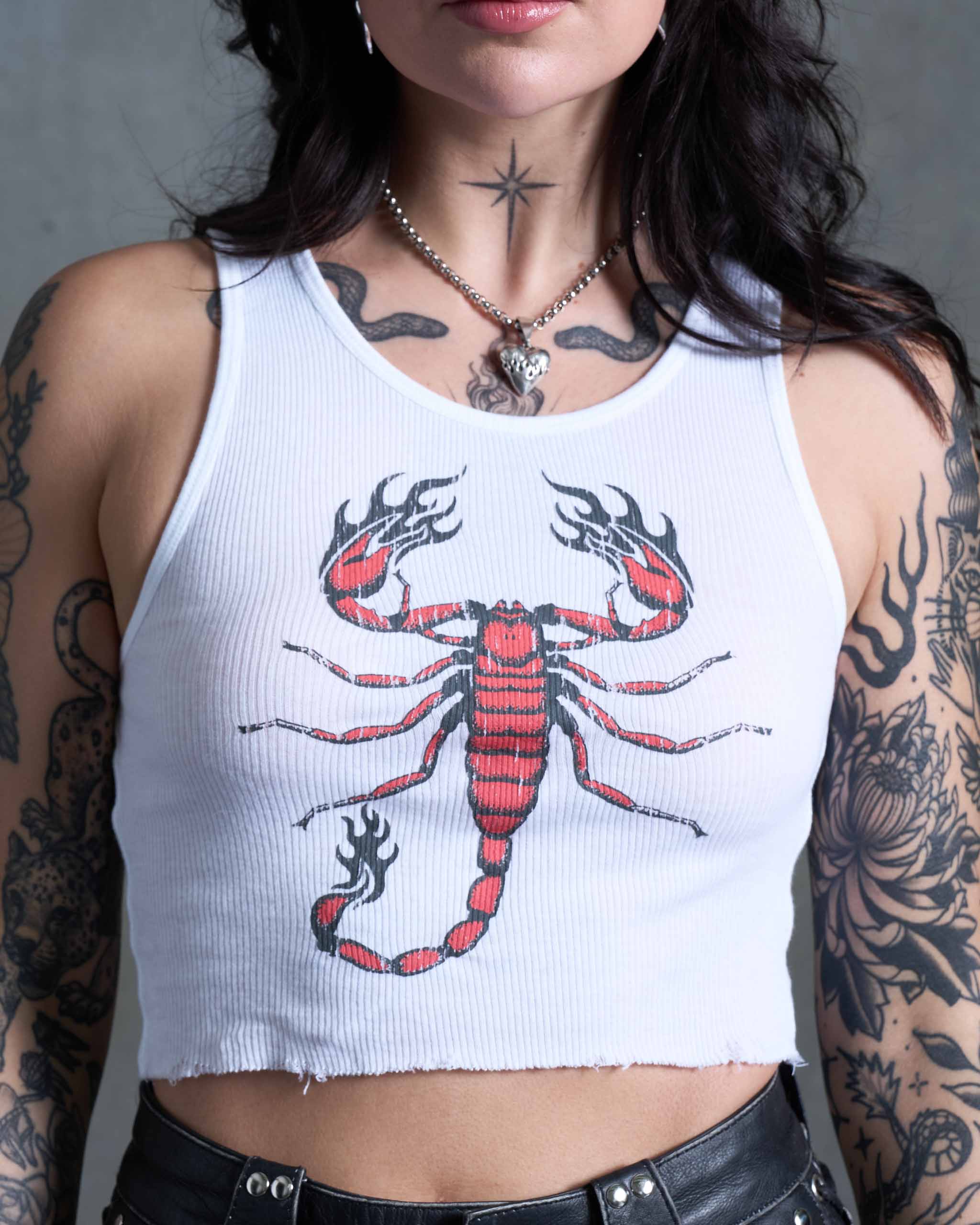 Red Scorpion Tank Top - White