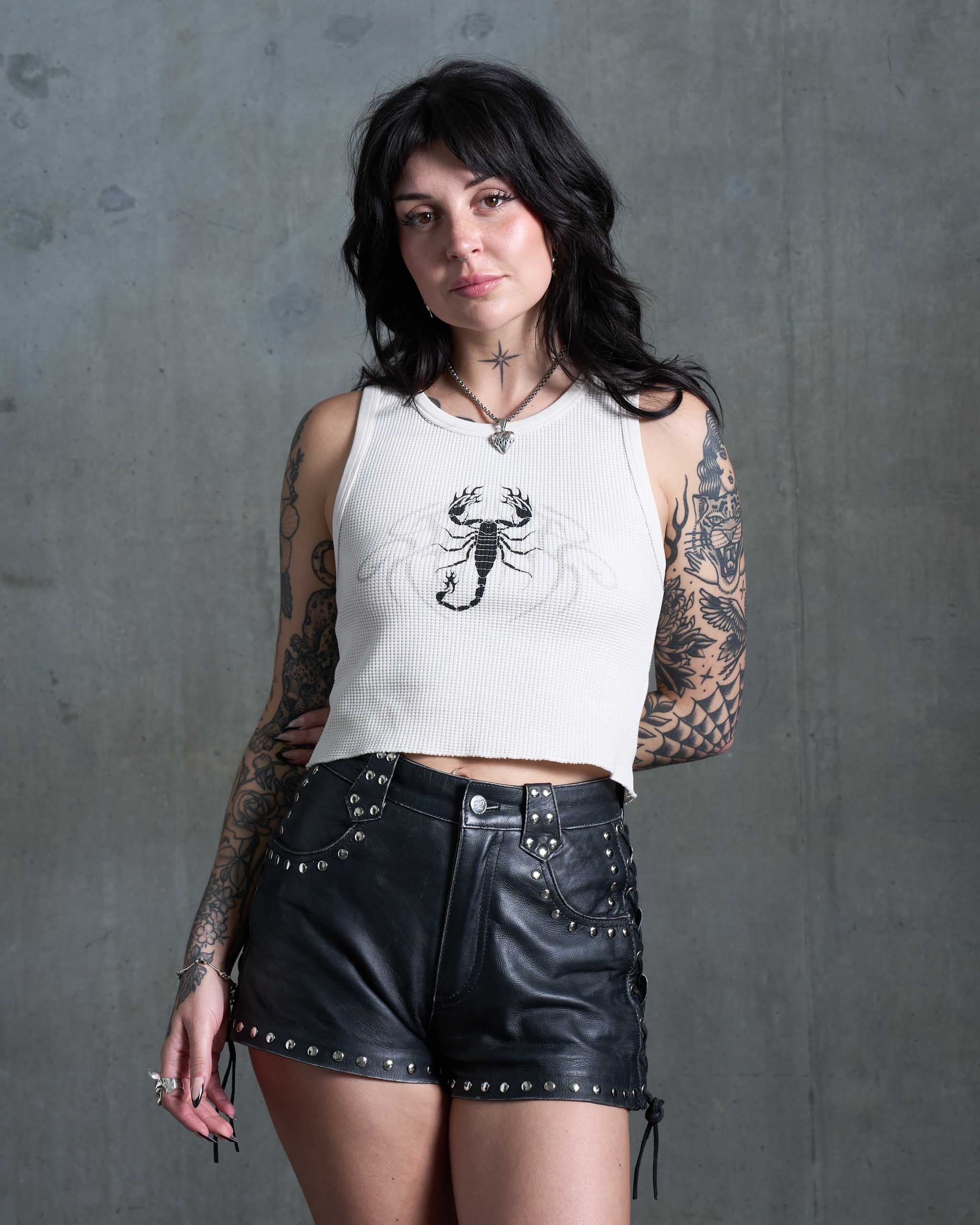 Scorpion Waffle Tank Top - Vintage White