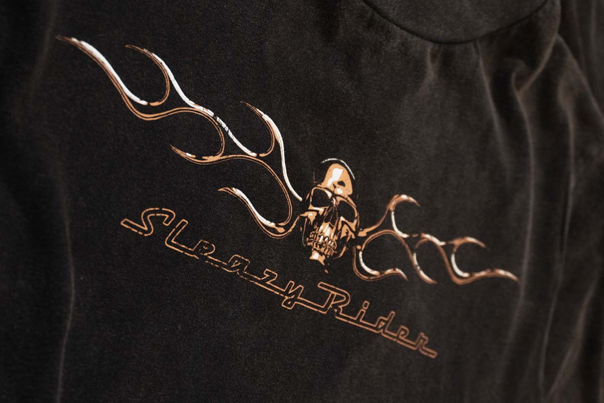 A skull and flames t-shirt