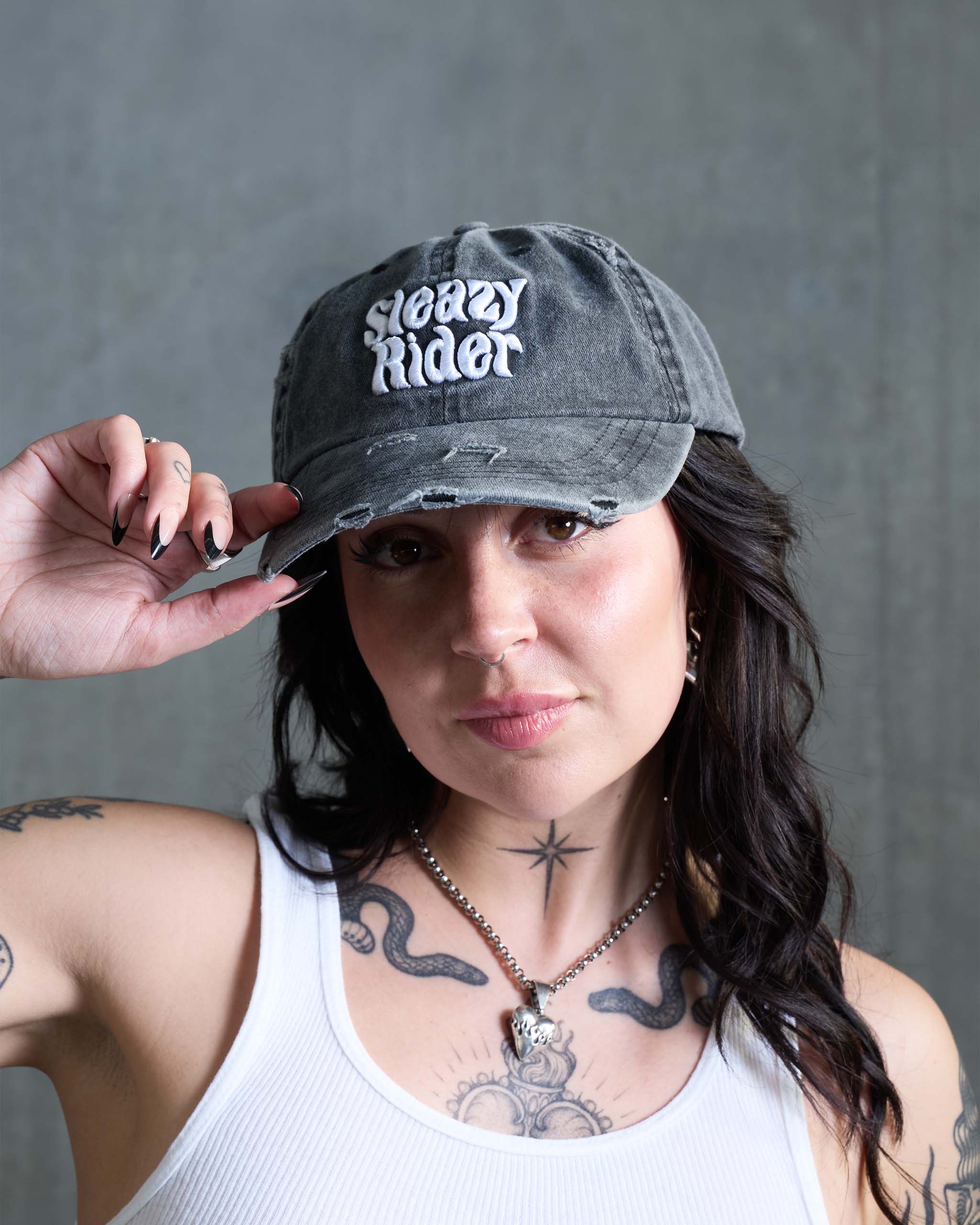 Sleazy Rider Distressed Cap - Acid Wash