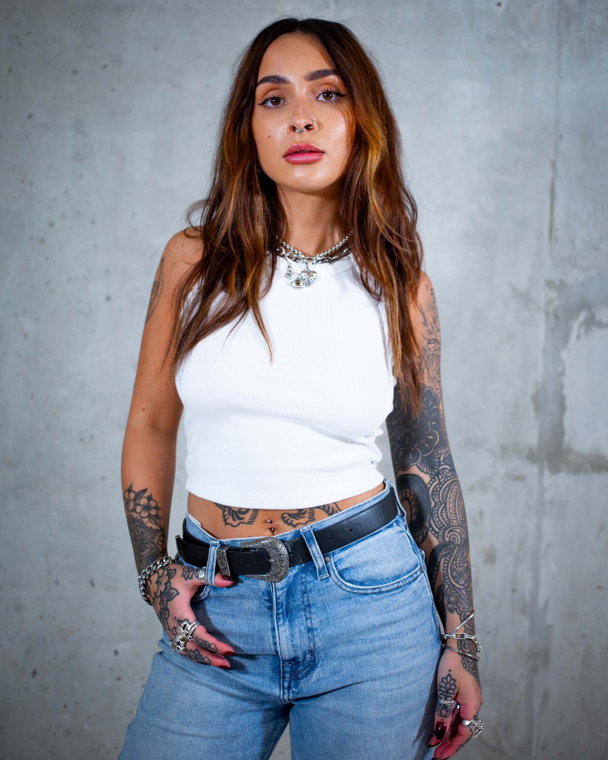 White Ribbed Tank Top by Sleazy Rider.