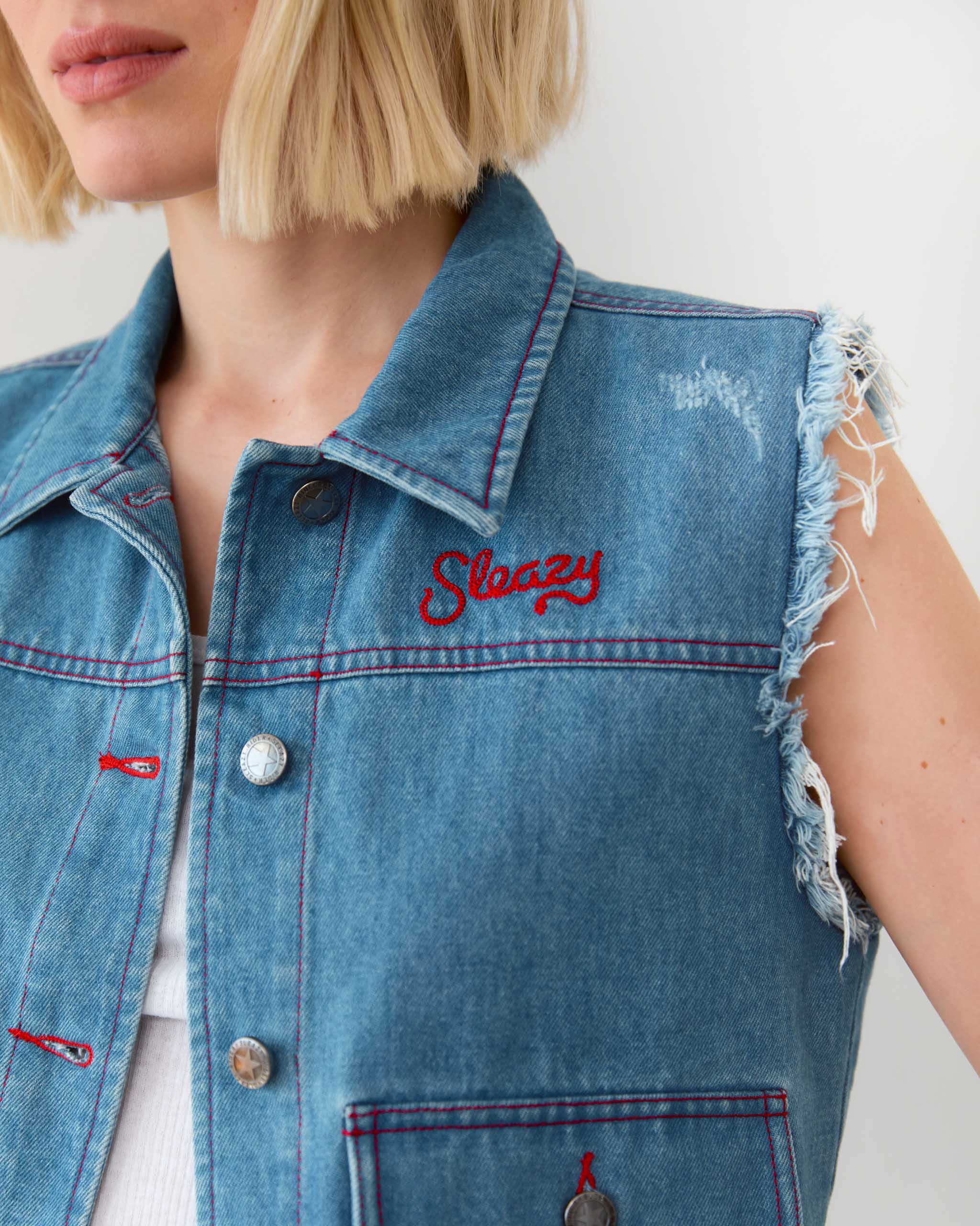 Bayou Star Denim Vest - Mid Blue