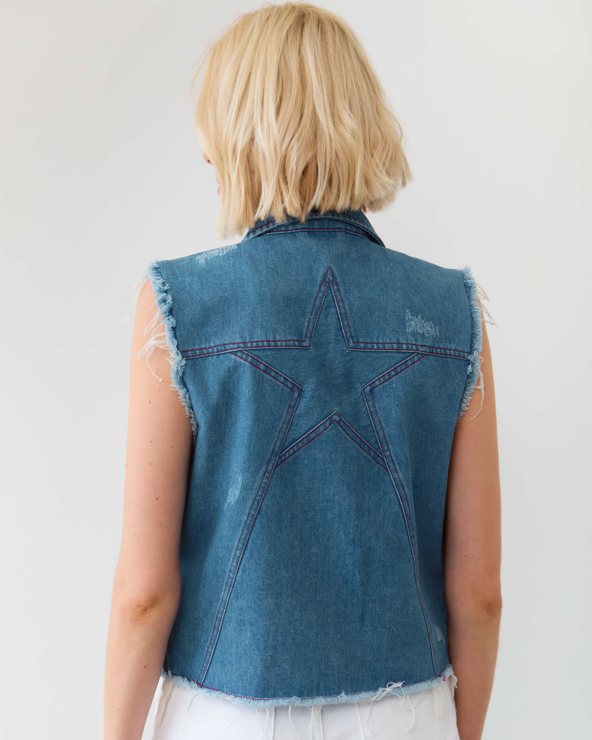 Bayou Star Denim Vest - Mid Blue