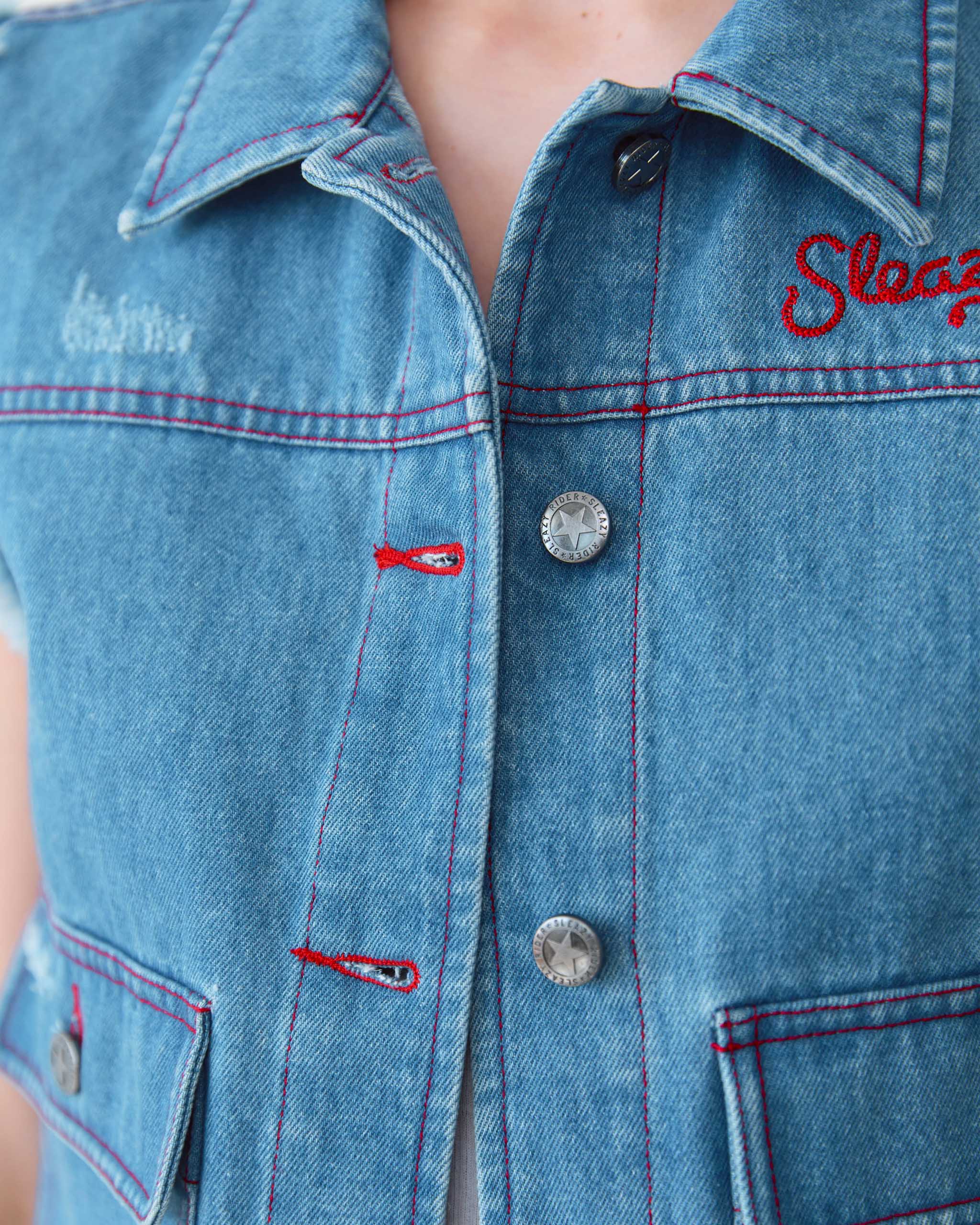 Bayou Star Denim Vest - Mid Blue