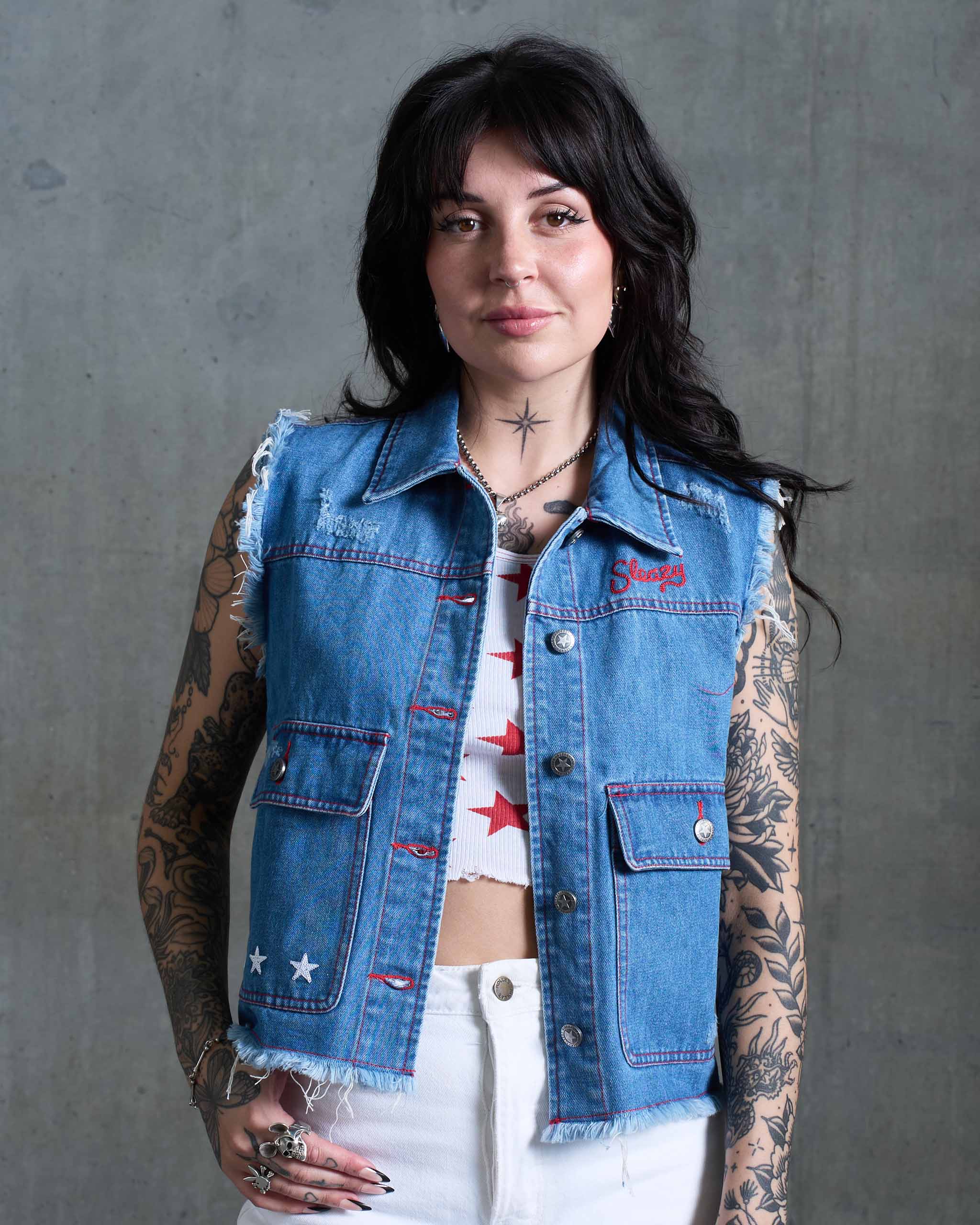 Bayou Star Denim Vest - Mid Blue