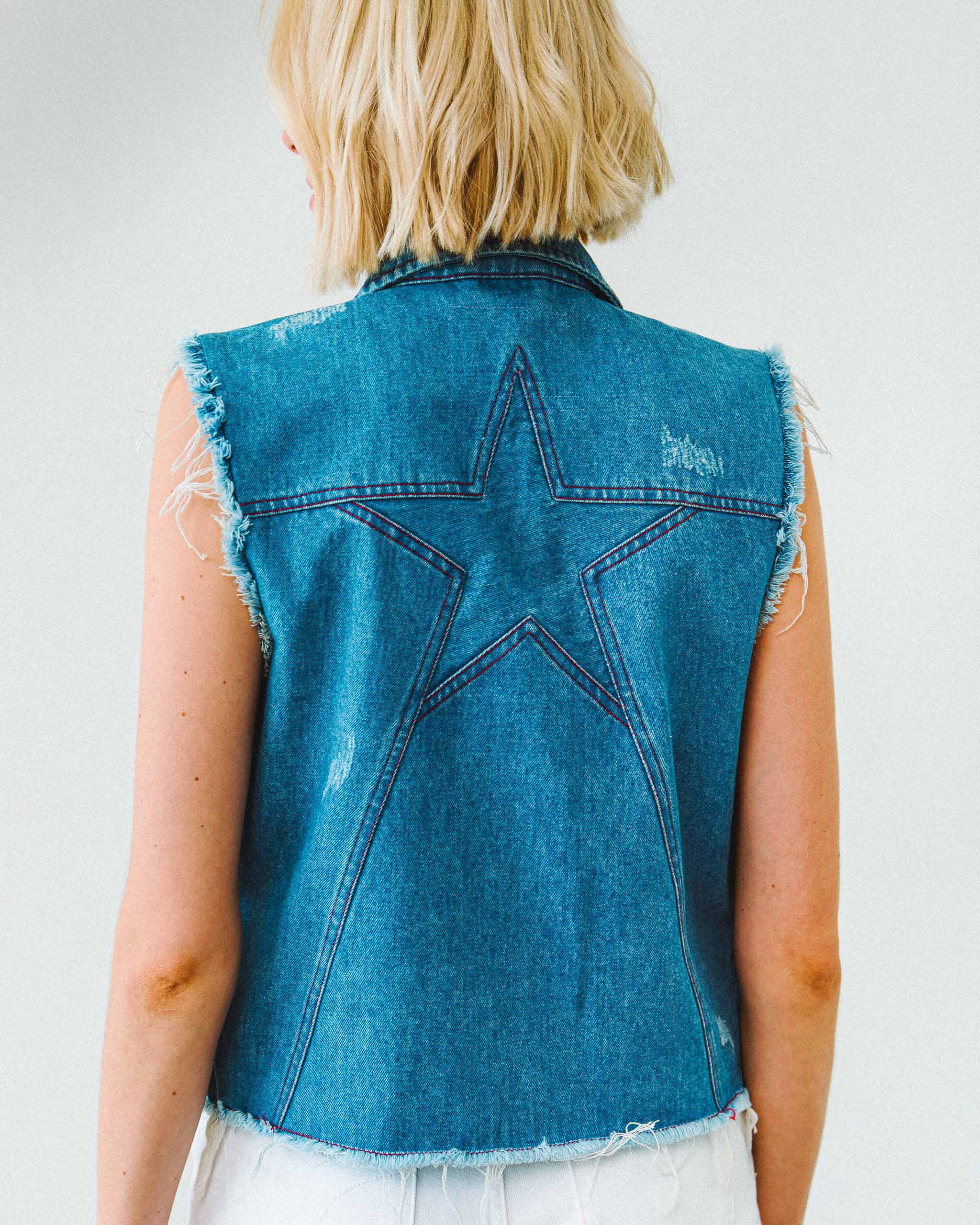 Bayou Star Denim Vest - Mid Blue