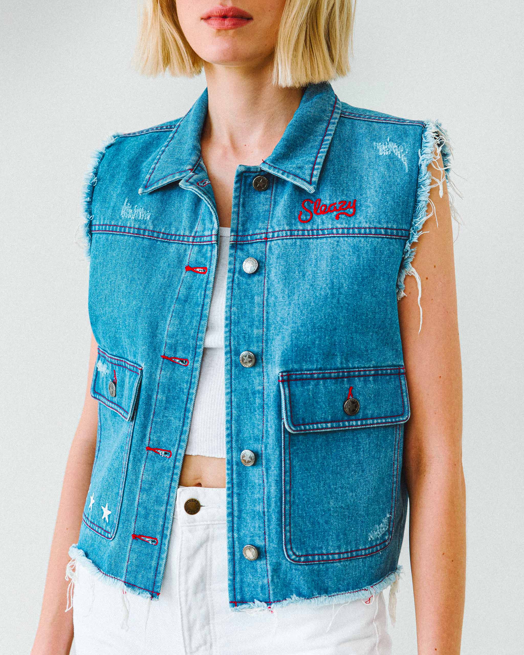 Bayou Star Denim Vest - Mid Blue
