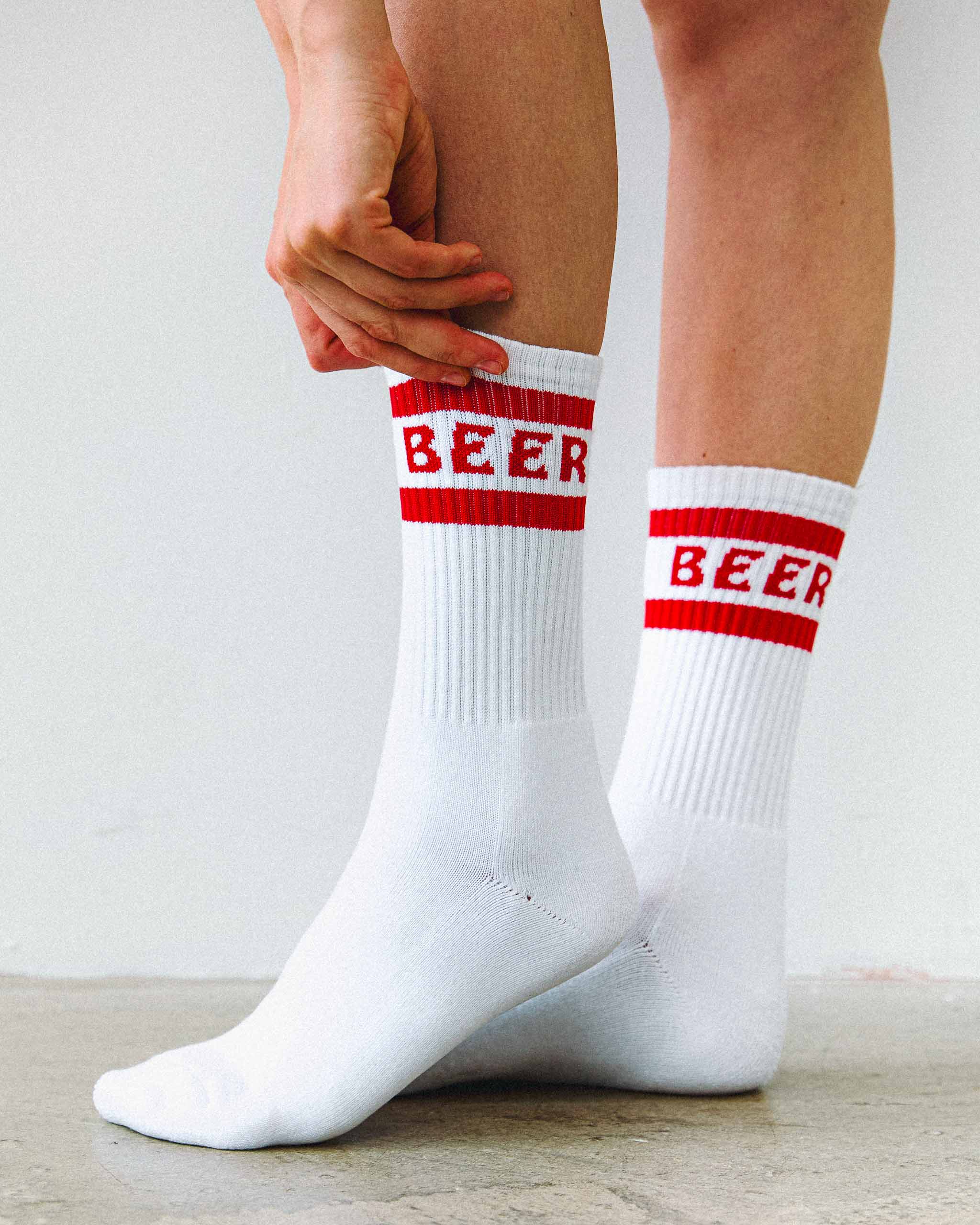 Beer Crew Socks - White