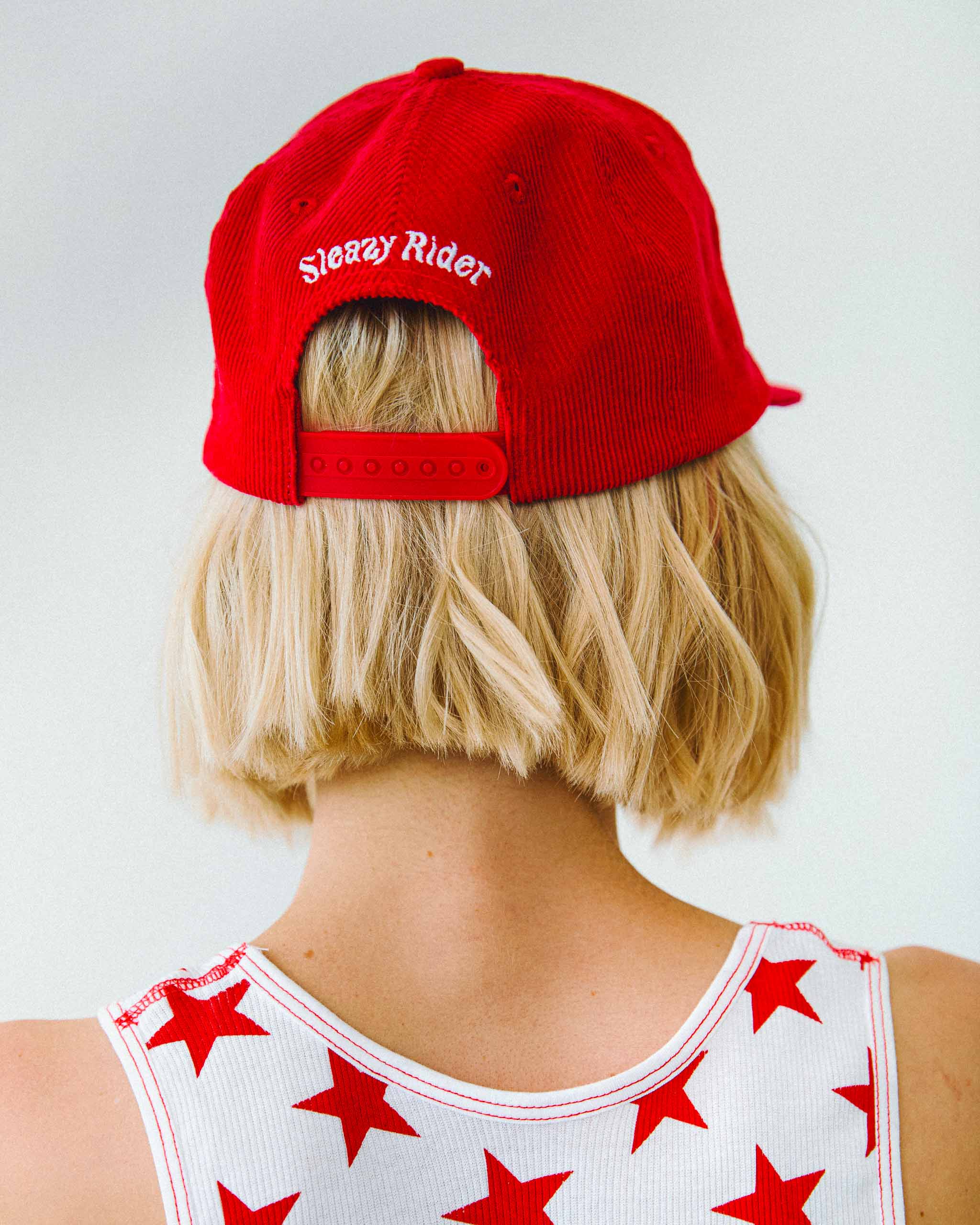 Cowboy Hat Corduroy Cap - Red