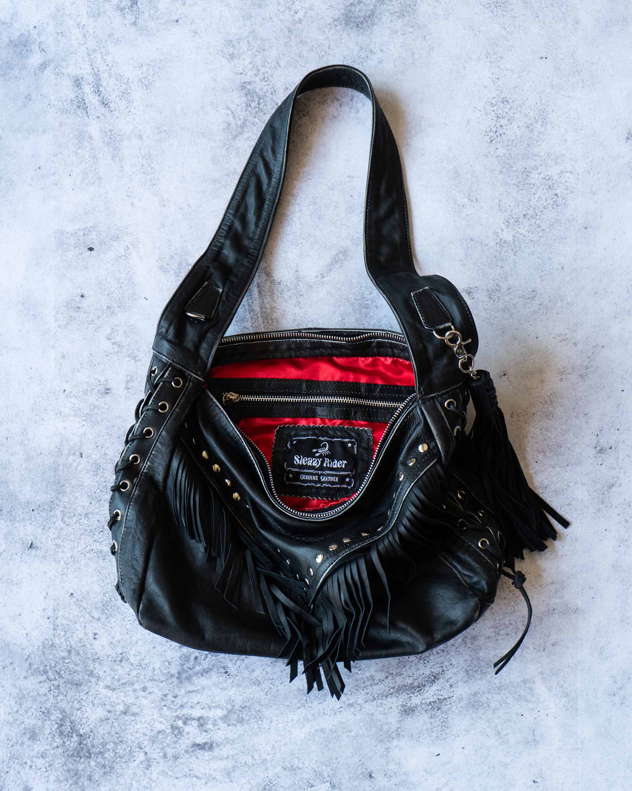 Coyote Studded Leather Bag - Black