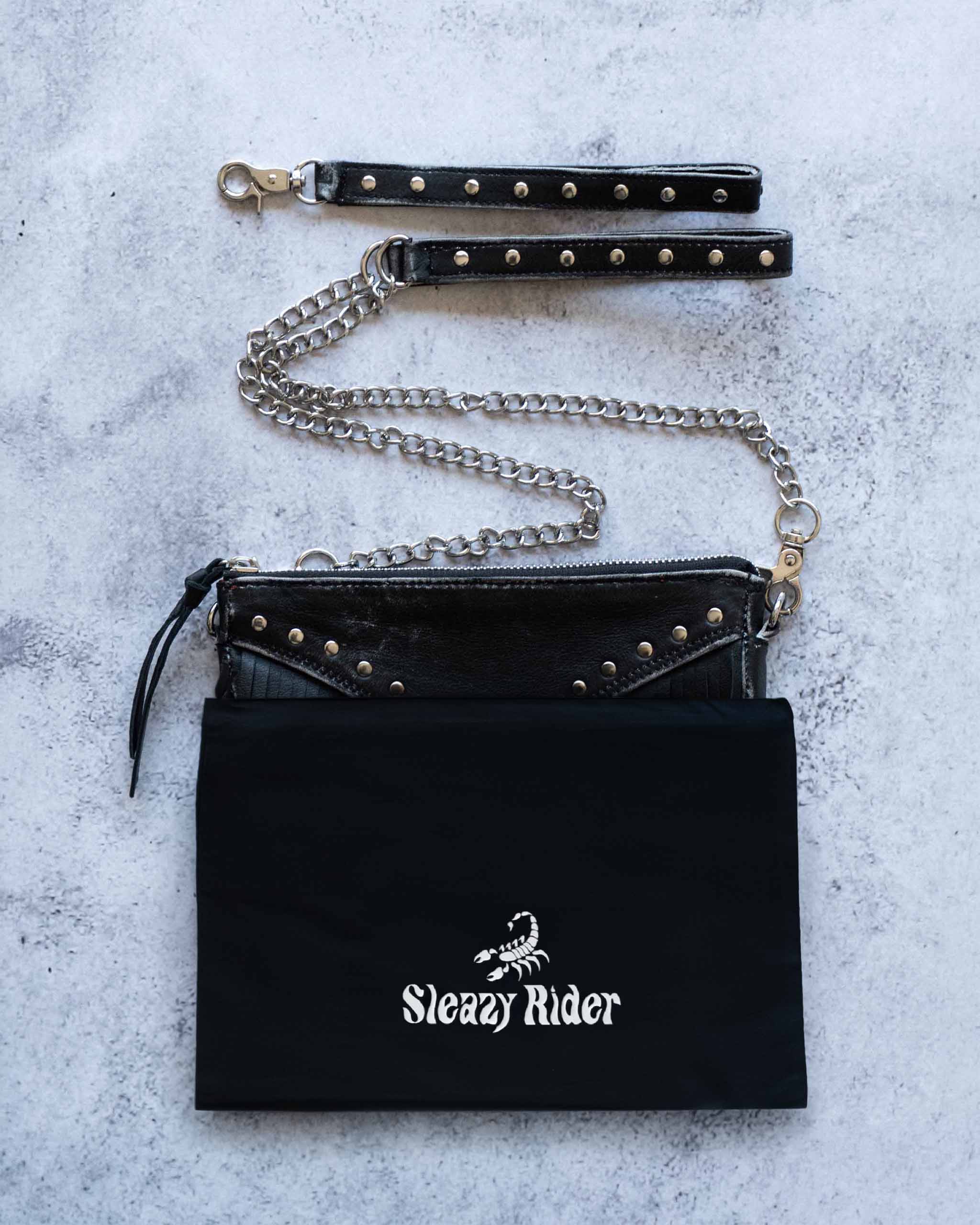 Coyote Studded Leather Mini Bag - Black