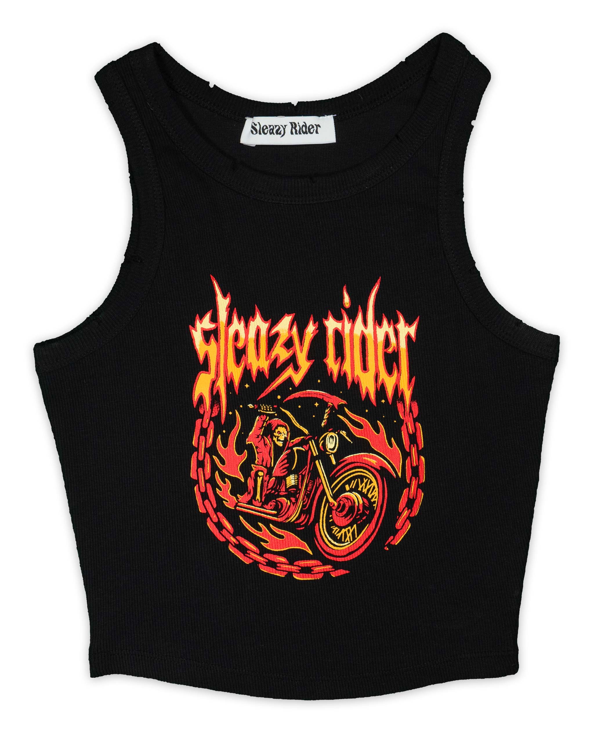 Flaming Reaper tank top by Sleazy Rider