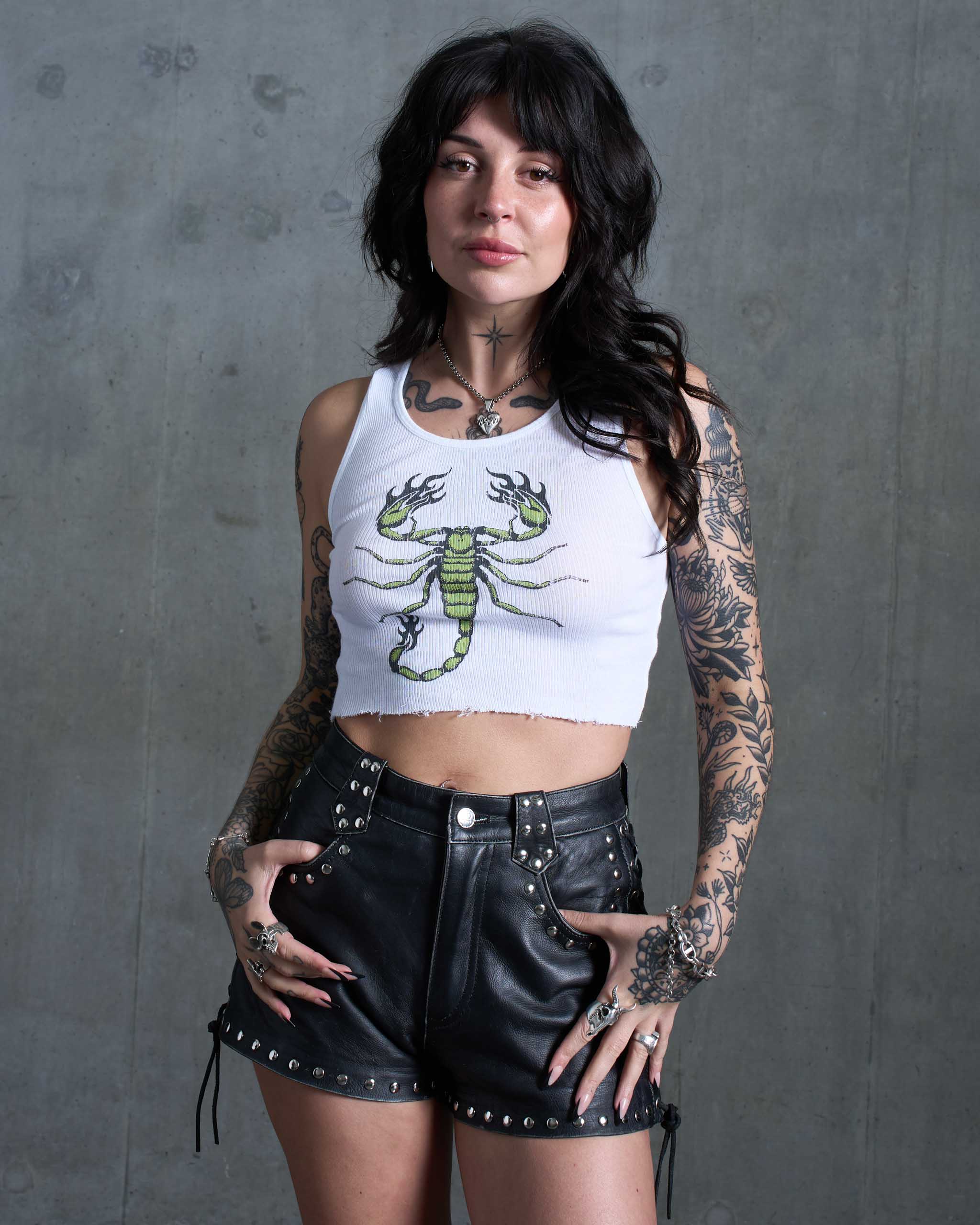 Green Scorpion Tank Top - White