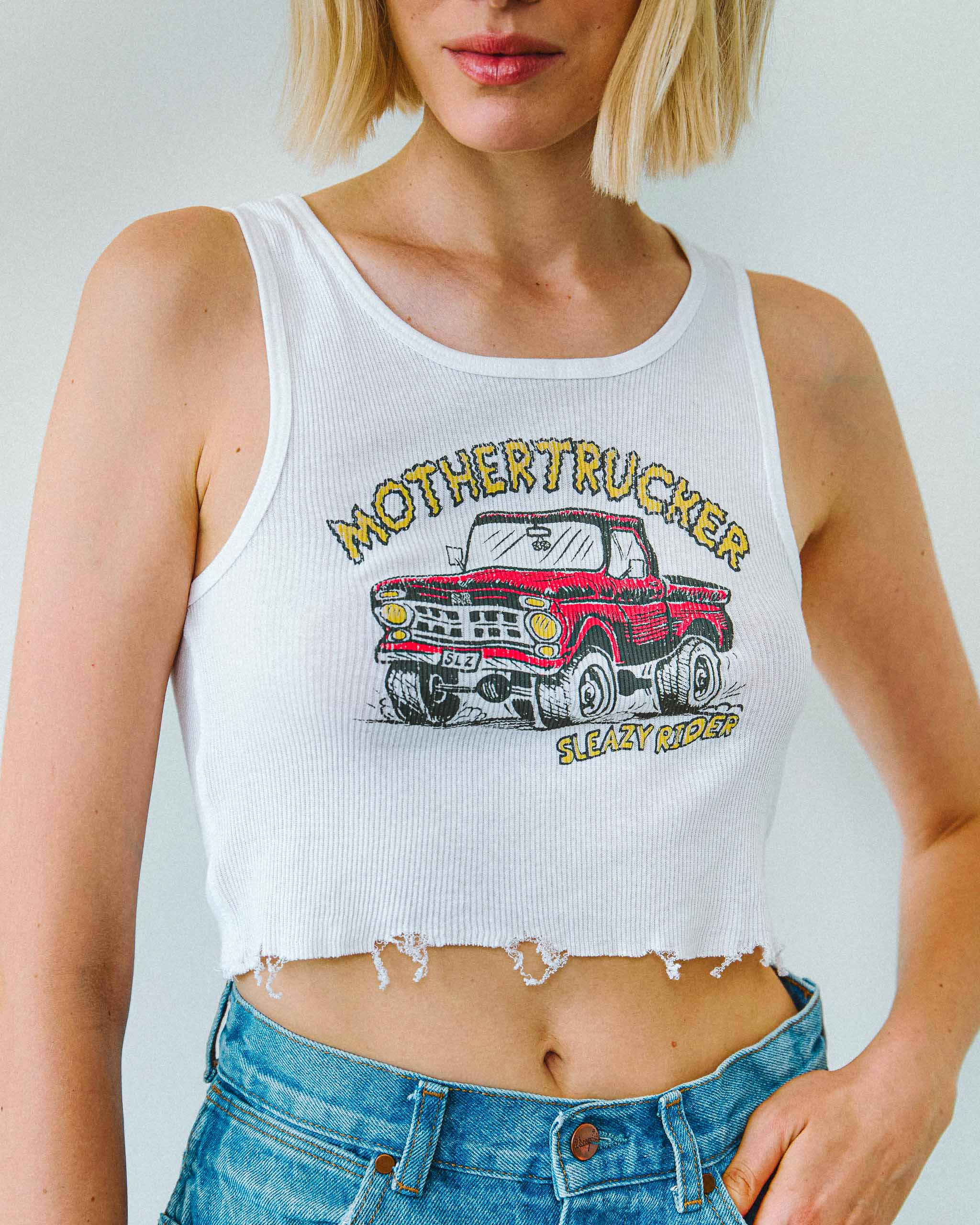 Mothertrucker Tank Top - White