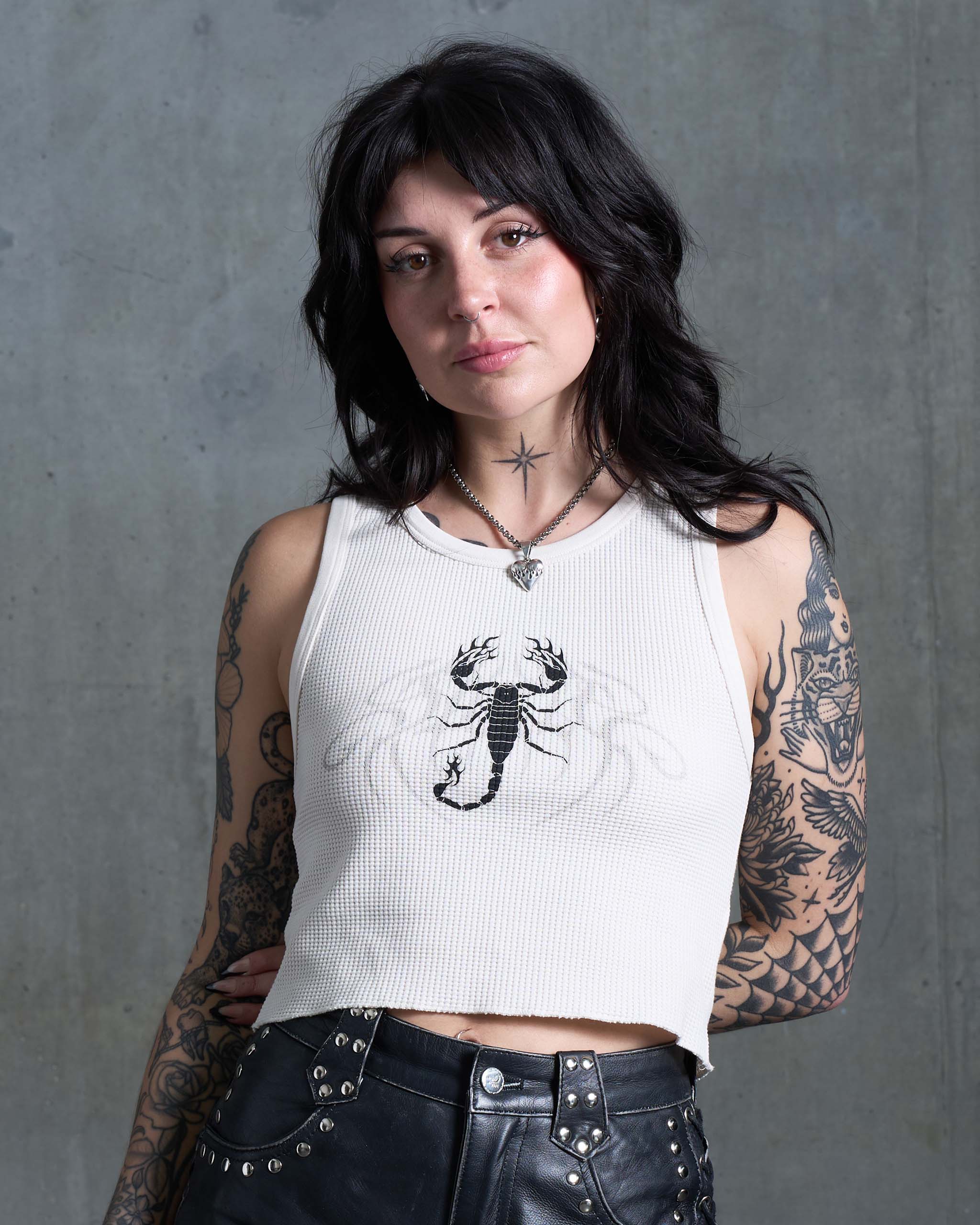 Scorpion Waffle Tank Top - Vintage White