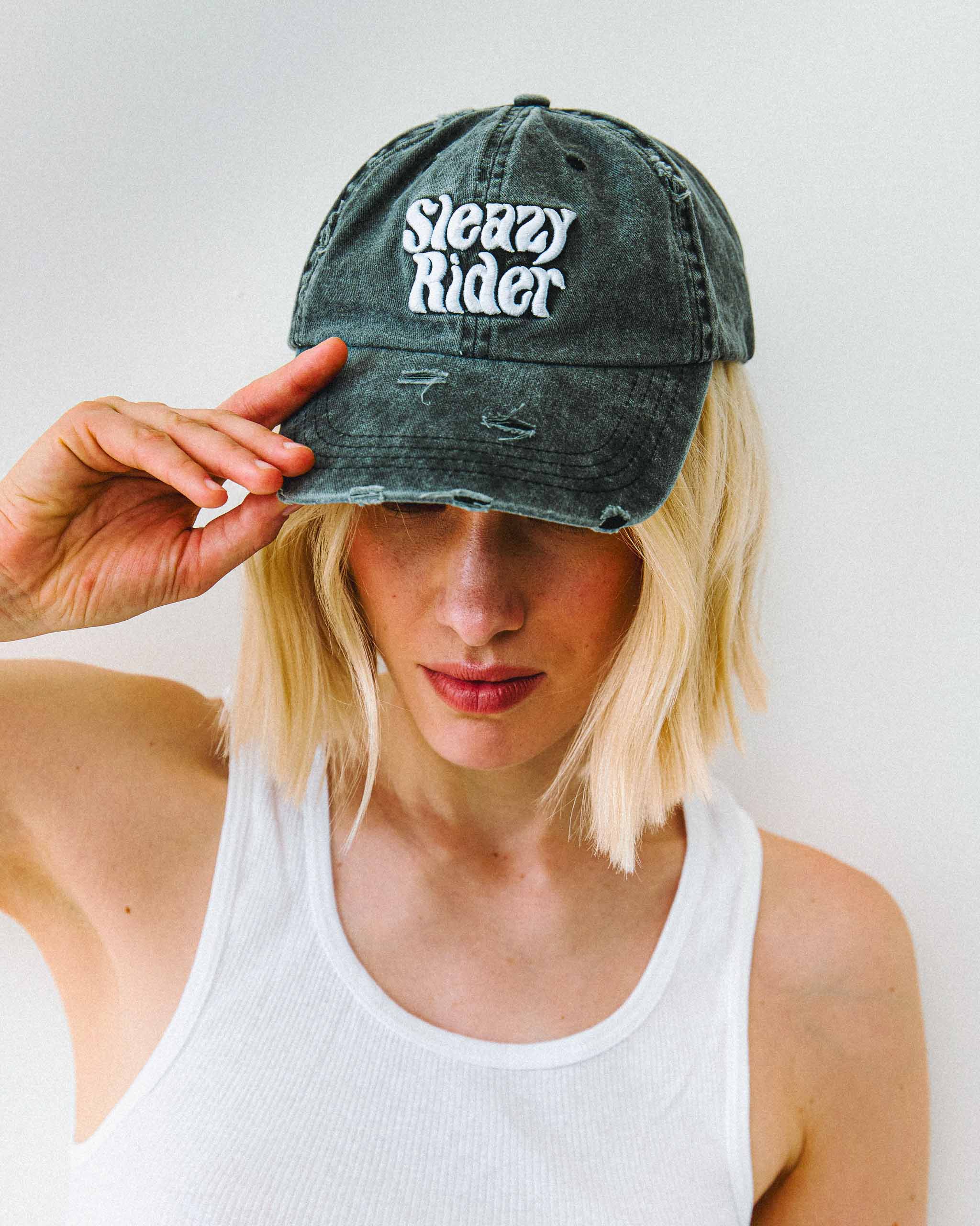 Sleazy Rider Distressed Cap - Acid Wash