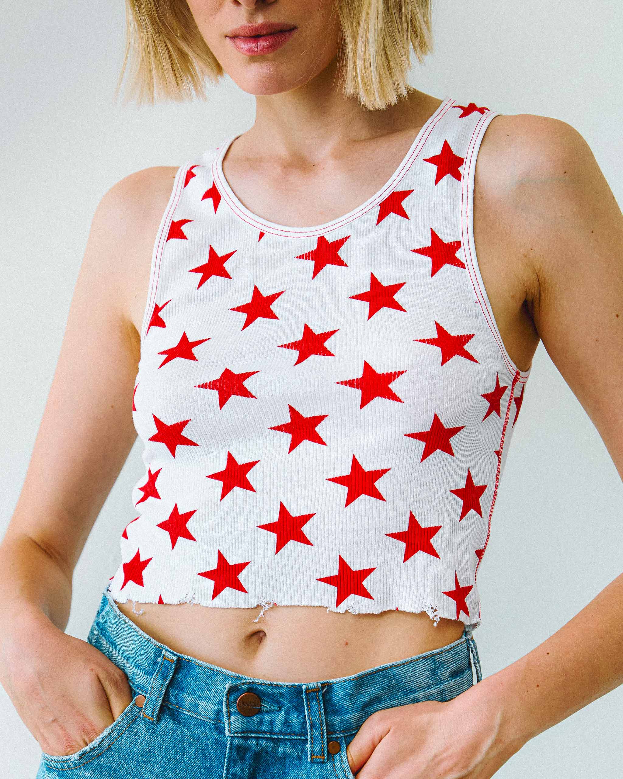 Starstudded Tank Top - White