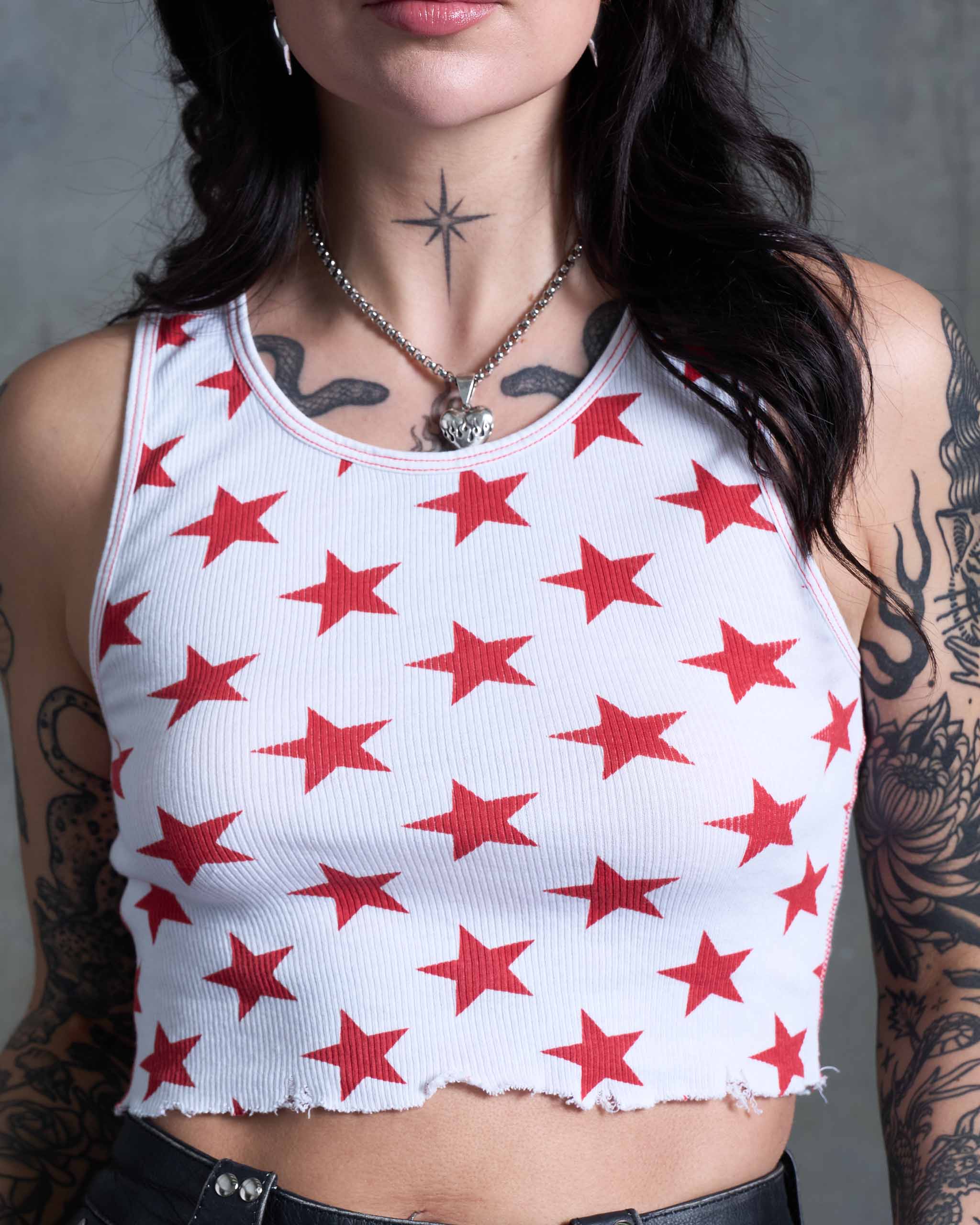 Starstudded Tank Top - White