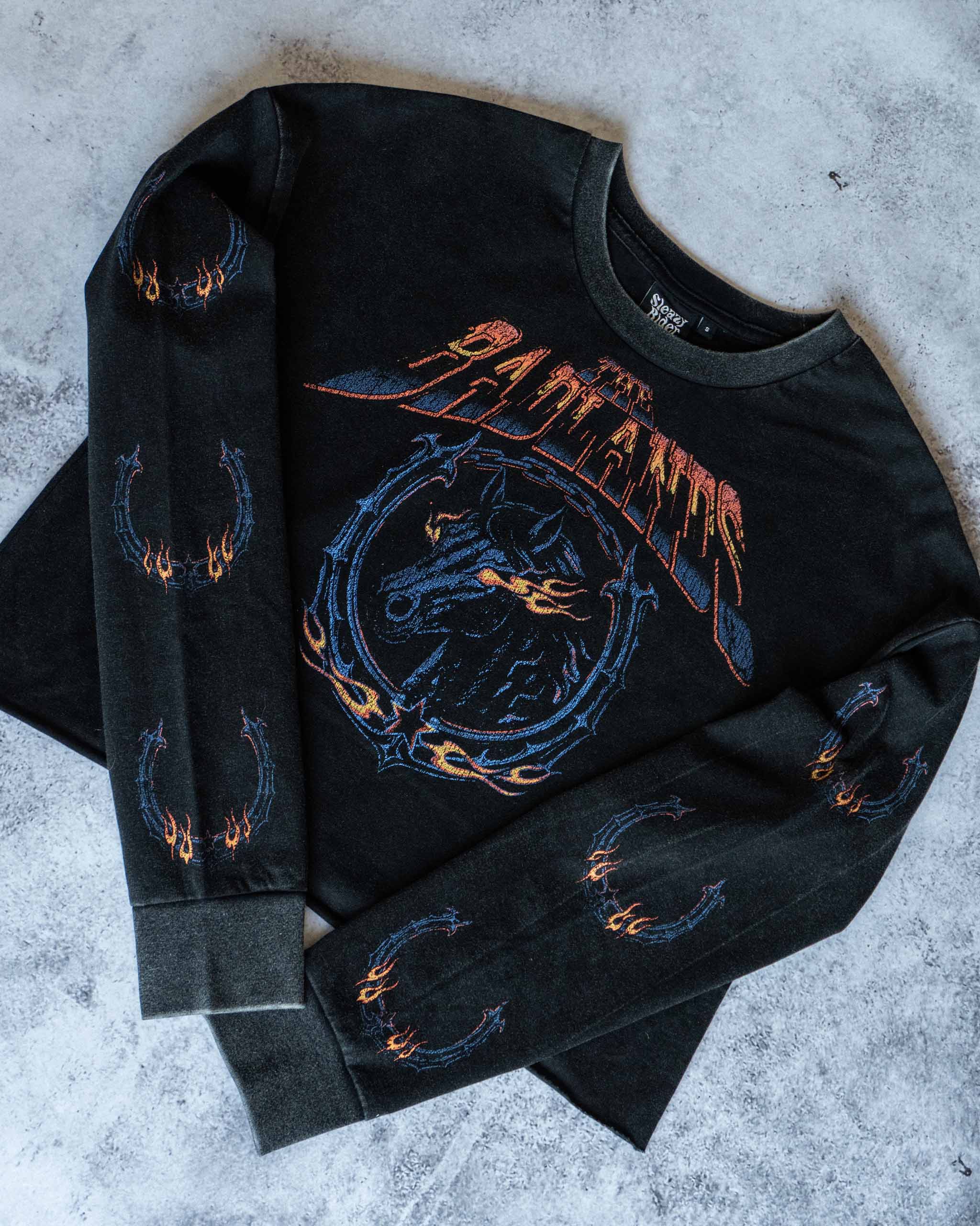 The Badlands Long Sleeve Cropped T-Shirt - Acid Wash