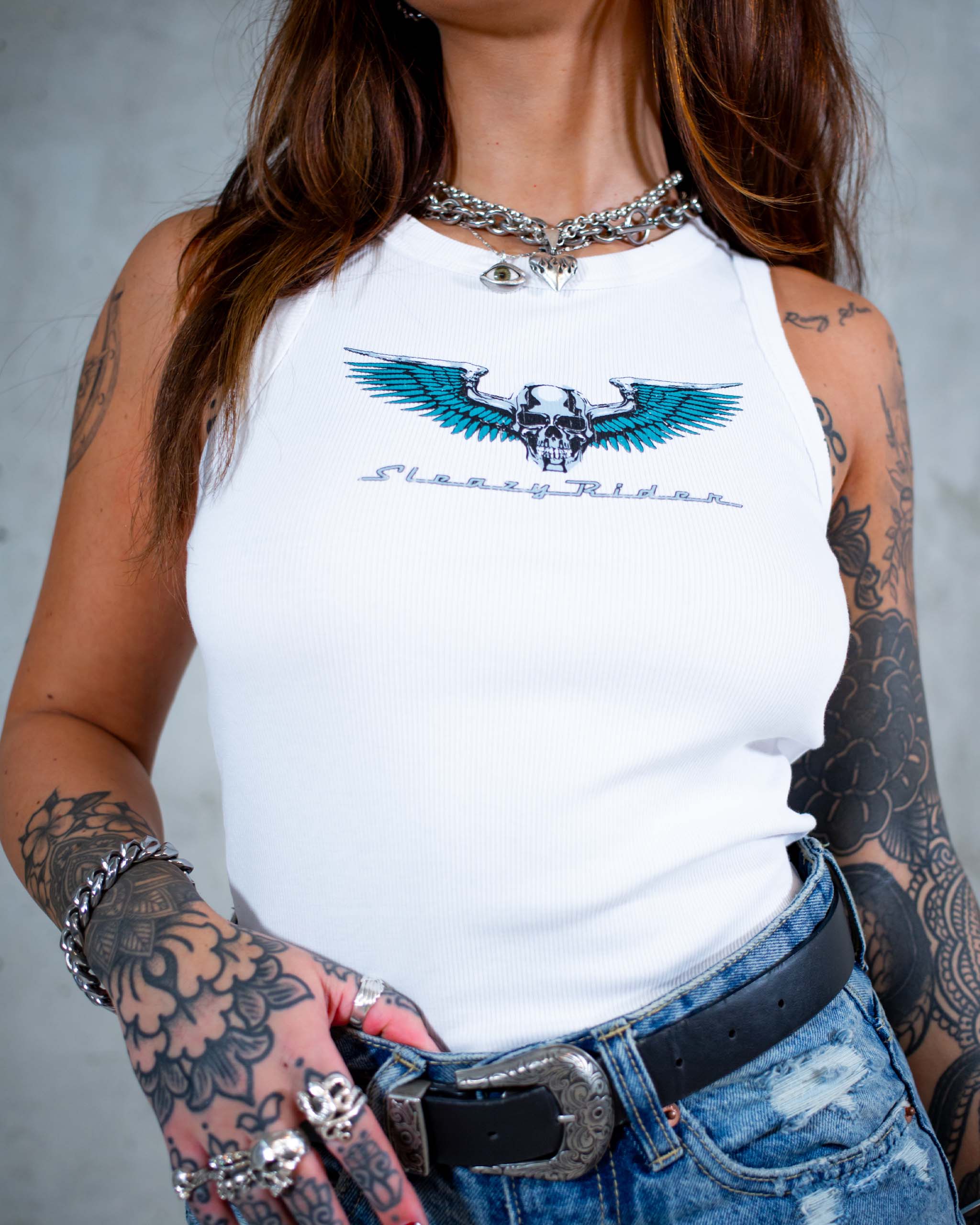 Wildside Ribbed Tank Top - White